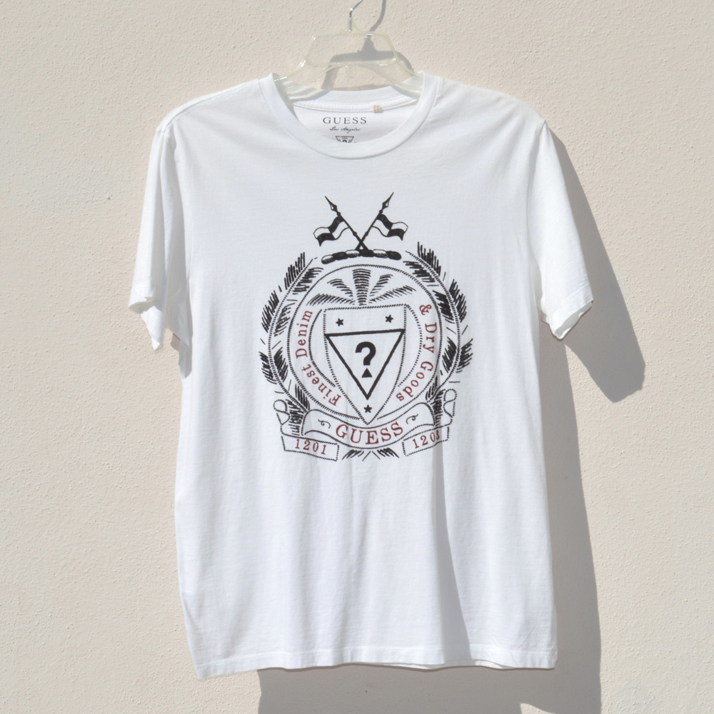 Guess Men's White Short Sleeve Shirt Size Large
